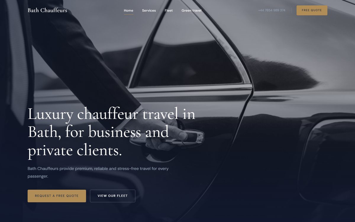 Version 4b: version 4's design with the heading Luxury chauffeur travel in Bath, for business and private clients