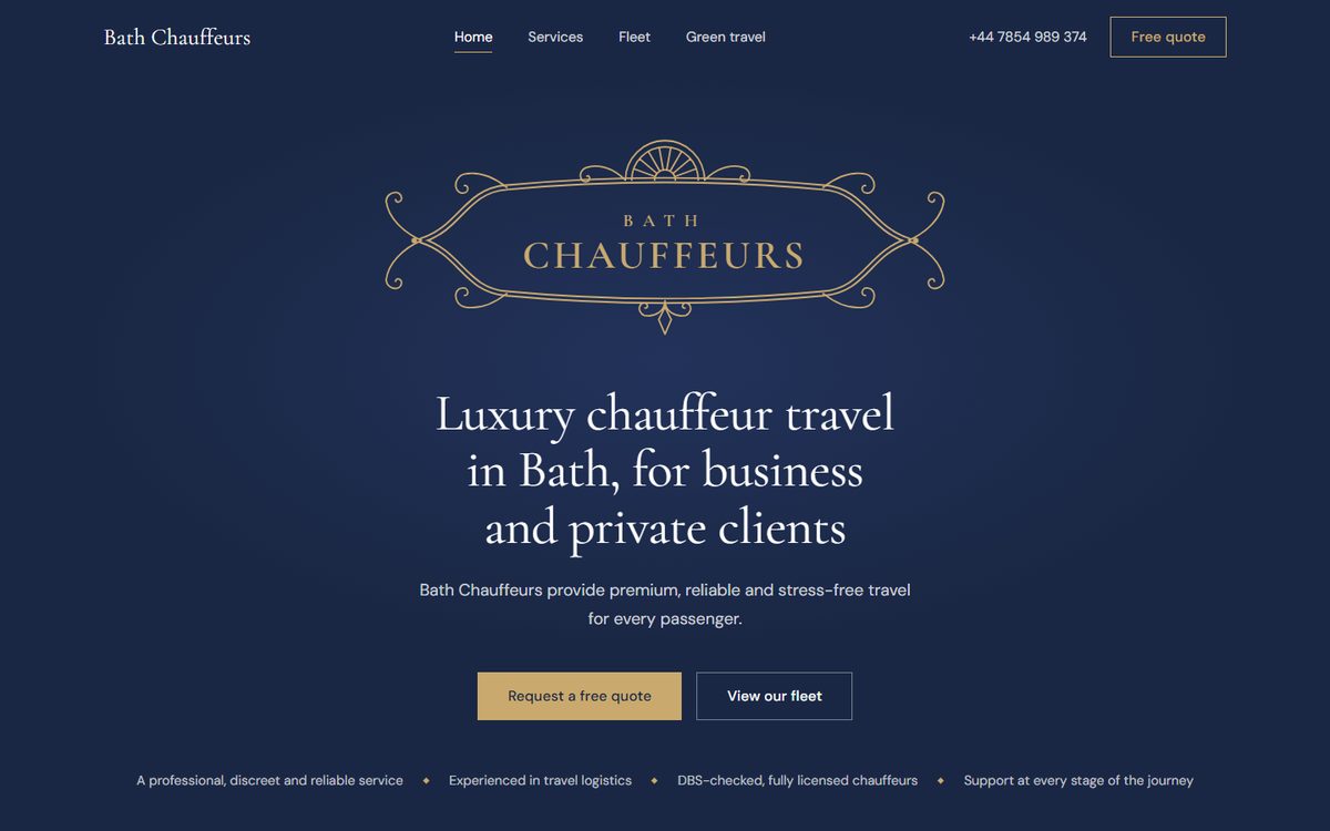 Version 6: an engraved Bath Chauffeurs crest in gold on a navy opening